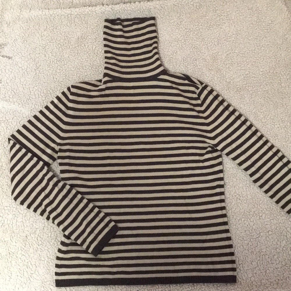Beige/Brown Stripped turtleneck, long sleeve.